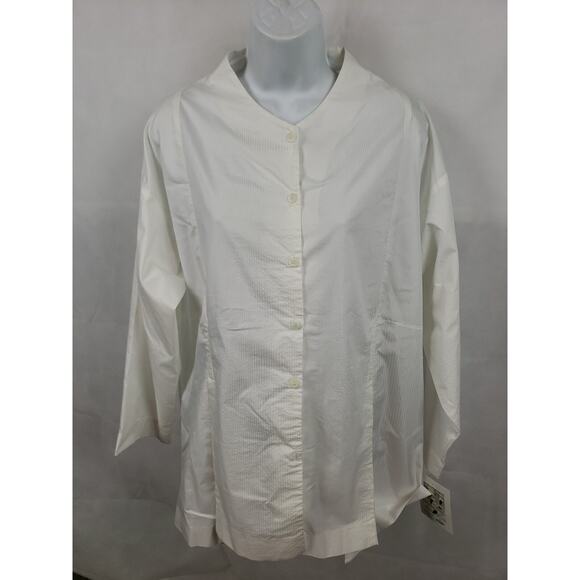 NWT Spirithouse white Button Down Top Size S/M Cotton Blend Long Sleeve - Picture 1 of 9